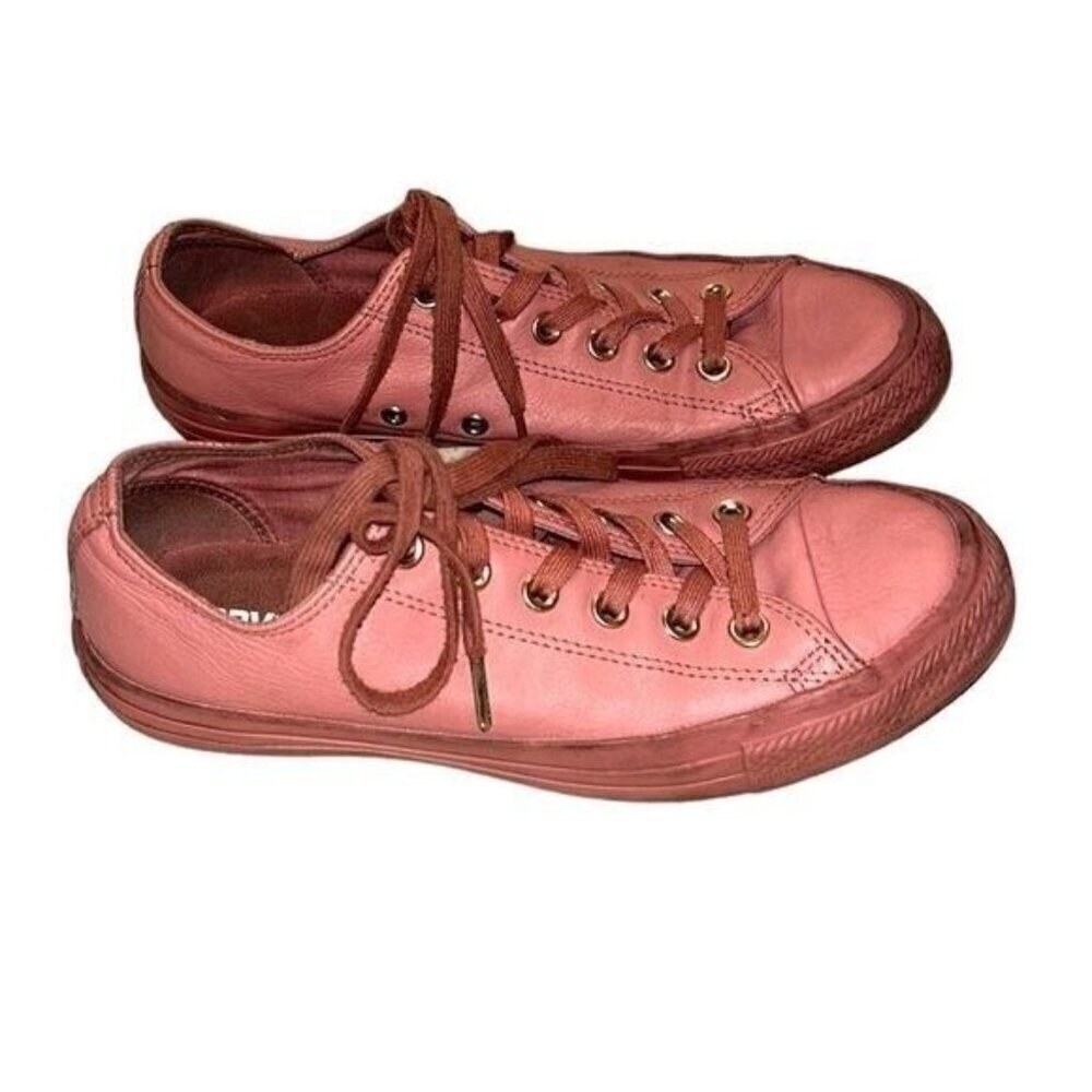 Converse All Star Pink Leather Lace Up Causal Unisex Sneakers women 9 mens 7